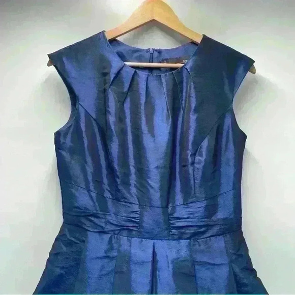 Chetta B Women’s 6 Dress Blue Taffeta Flare Bottom Sheath Fully Lined - Picture 1 of 12